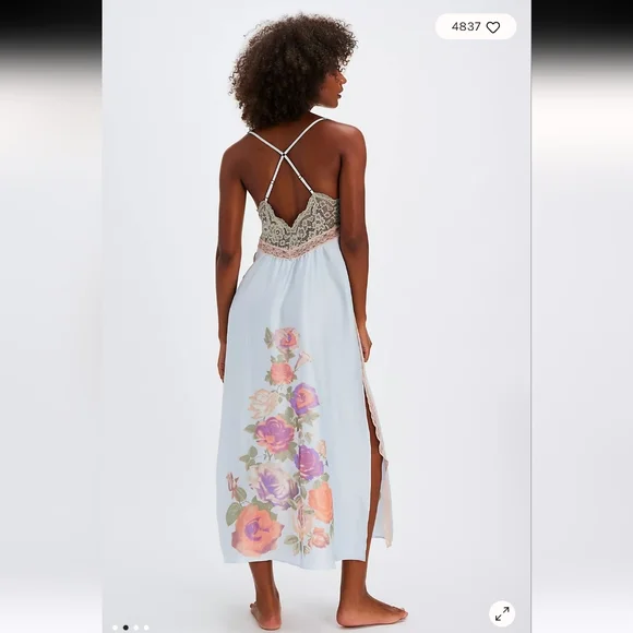 Free People Intimates Just Dreamy Maxi Slip Floral Lace Nightgown Dress Nightie - Picture 3 of 10